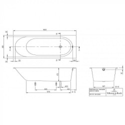 Квариловая ванна Villeroy&amp;Boch Oberon 2.0 180x80 UBQ181OBR2DV-01 цвет Альпийский белый