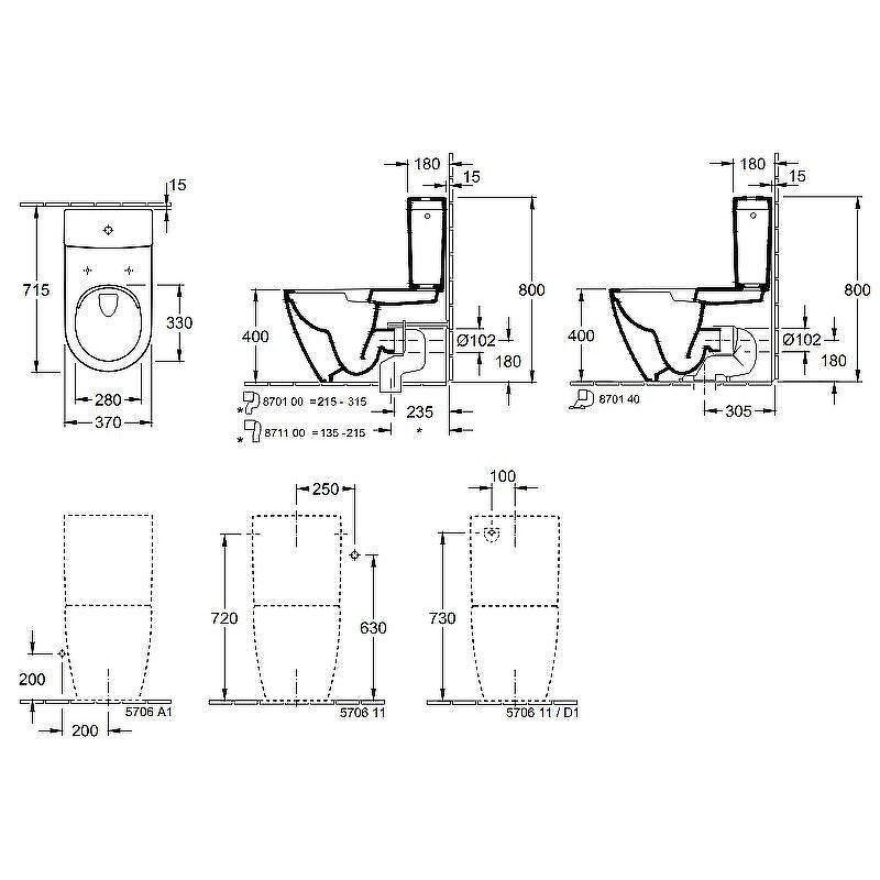 Унитаз-компакт Villeroy&Boch Subway 2.0 5617R001 без бачка и сиденья