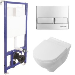 Комплект унитаза Villeroy&amp;Boch O Novo 5660H101 с инсталляцией Berges Novum L3 040213 с сиденьем Микролифт и клавишей смыва Хром