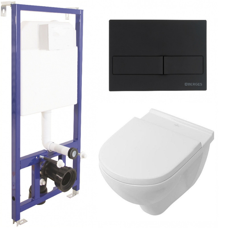 Комплект унитаза Villeroy&Boch O Novo 5660H101 с инсталляцией Berges Novum L5 040215