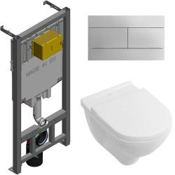 Комплект унитаза Villeroy&amp;Boch O Novo 5660H101 с сиденьем Микролифт и инсталляцией Jacob Delafon E29025-NF+E4316-CP с клавишей смыва Хром
