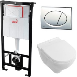 Комплект унитаза Villeroy&amp;Boch O Novo 5660H101 с инсталляцией Alcaplast Sadromodul AM101/1120-3:1 RU M71-0001 с сиденьем Микролифт и клавишей смыва Хром