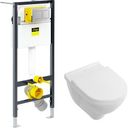 Комплект унитаза Villeroy&amp;Boch O Novo 5660H101 с инсталляцией Viega Prevista Dry 8524.14 792596 с сиденьем Микролифт и клавишей смыва Хром