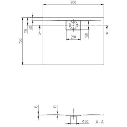 Акриловый поддон для душа Villeroy&amp;Boch Architectura Metalrim 90x70 UDA9070ARA215V-01 Альпийский белый
