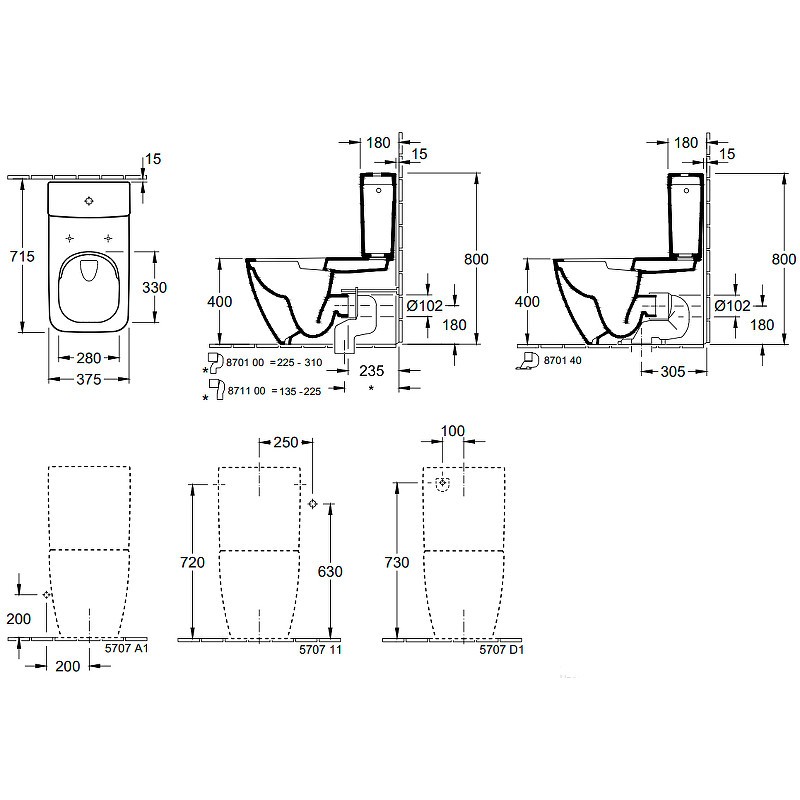 Унитаз-компакт Villeroy&Boch Venticello 4612R001 без бачка и сиденья